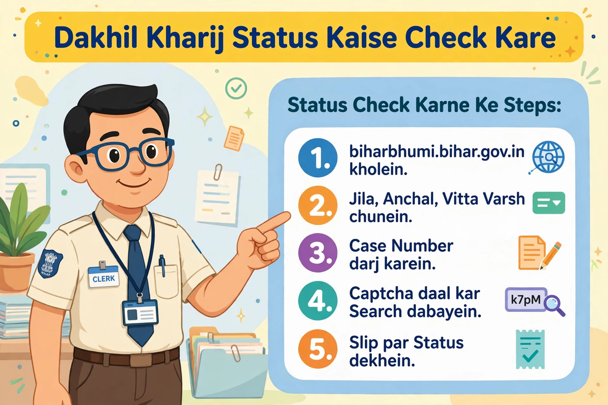 Dakhil Kharij status check Bihar steps guide biharbhumi portal