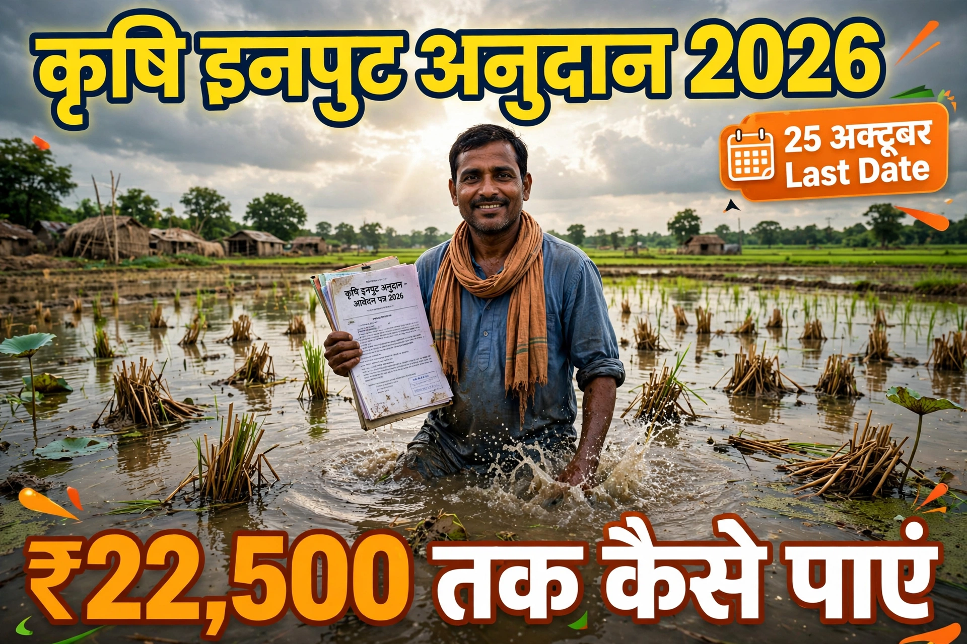बिहार कृषि इनपुट अनुदान 2026: 25 अक्टूबर Last Date, ₹8,500 से ₹22,500/हेक्टेयर कैसे पाएं