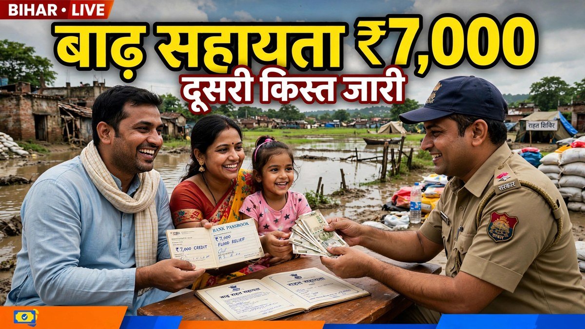 बिहार बाढ़ सहायता ₹7,000 दूसरी किस्त जारी: लिस्ट में नाम नहीं है तो क्या करें 2026