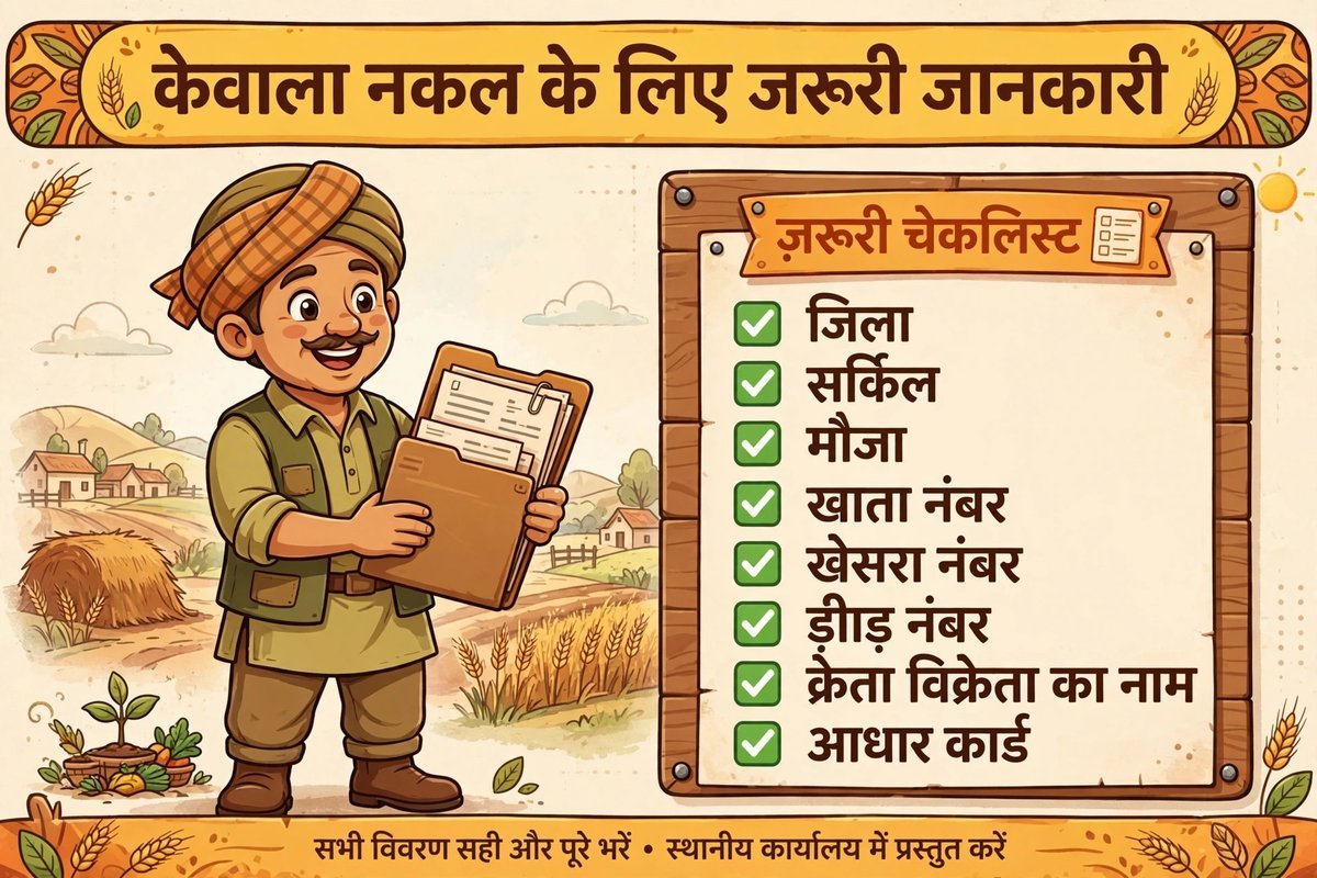 kewala ki nakal ke liye zaroori dastavej mauja khata khesra
