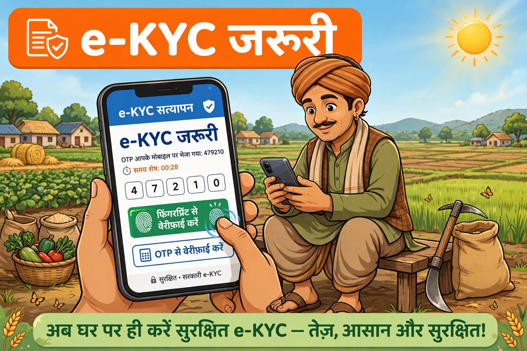 pm kisan e-kyc kaise kare otp hindi