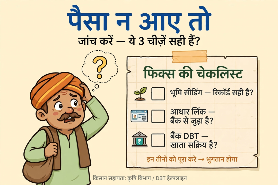 pm kisan paisa na aaye kya kare hindi