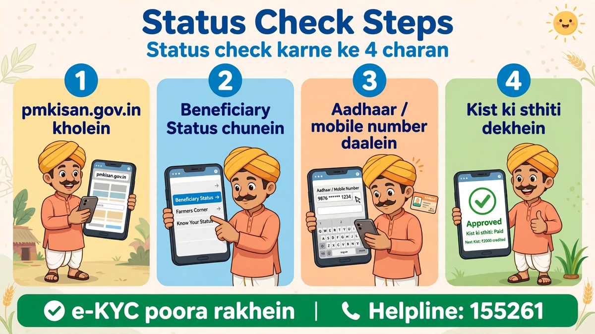 pm kisan beneficiary status check steps hindi