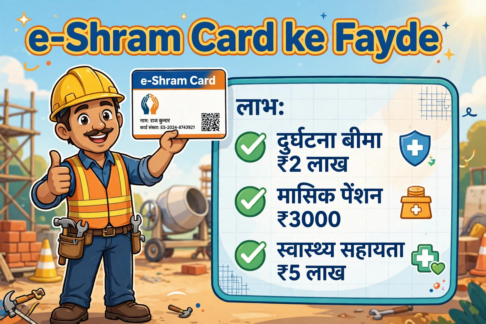 e-shram card ke fayde durghatna bima pension hindi