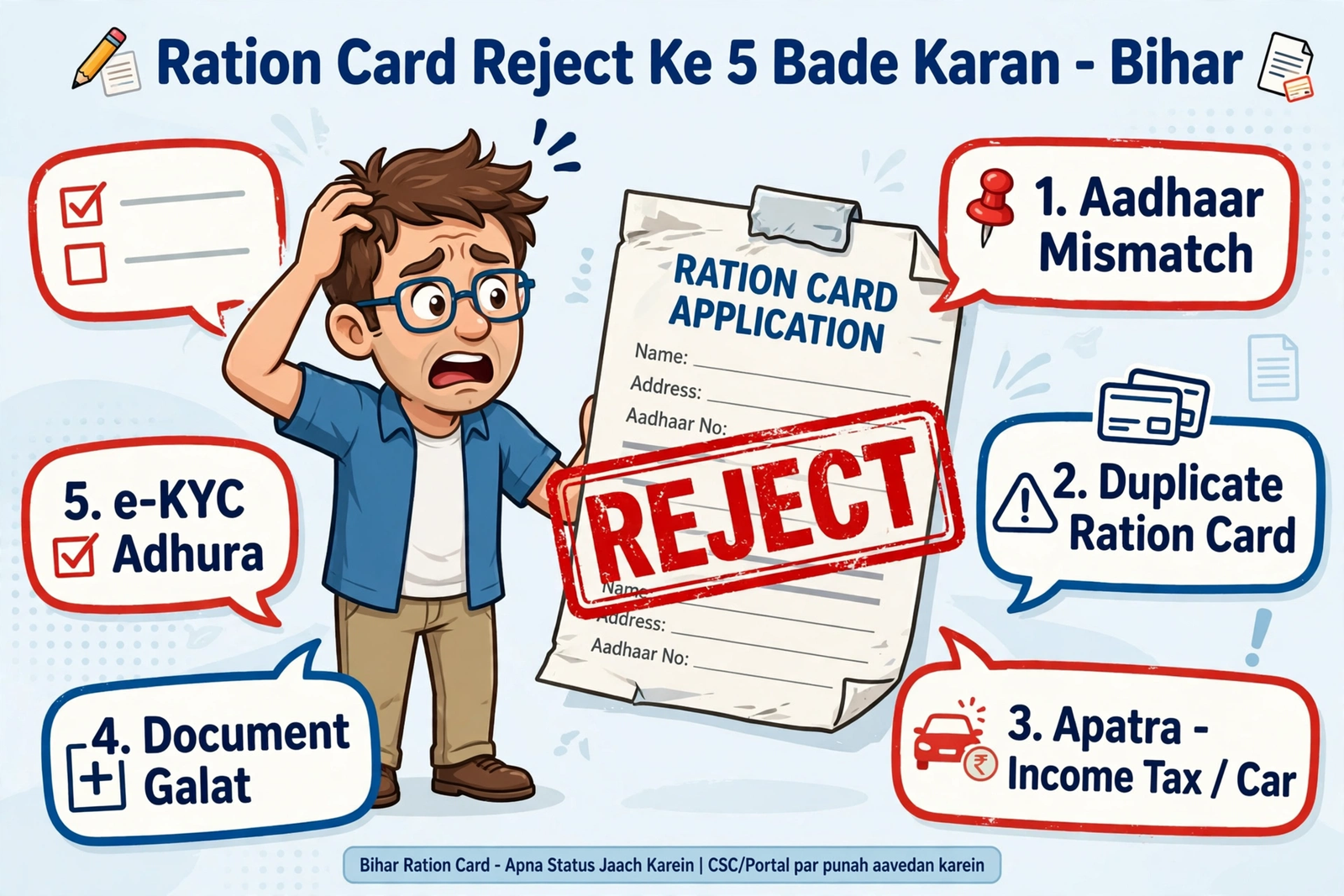 ration card reject hone ke 5 karan bihar hindi