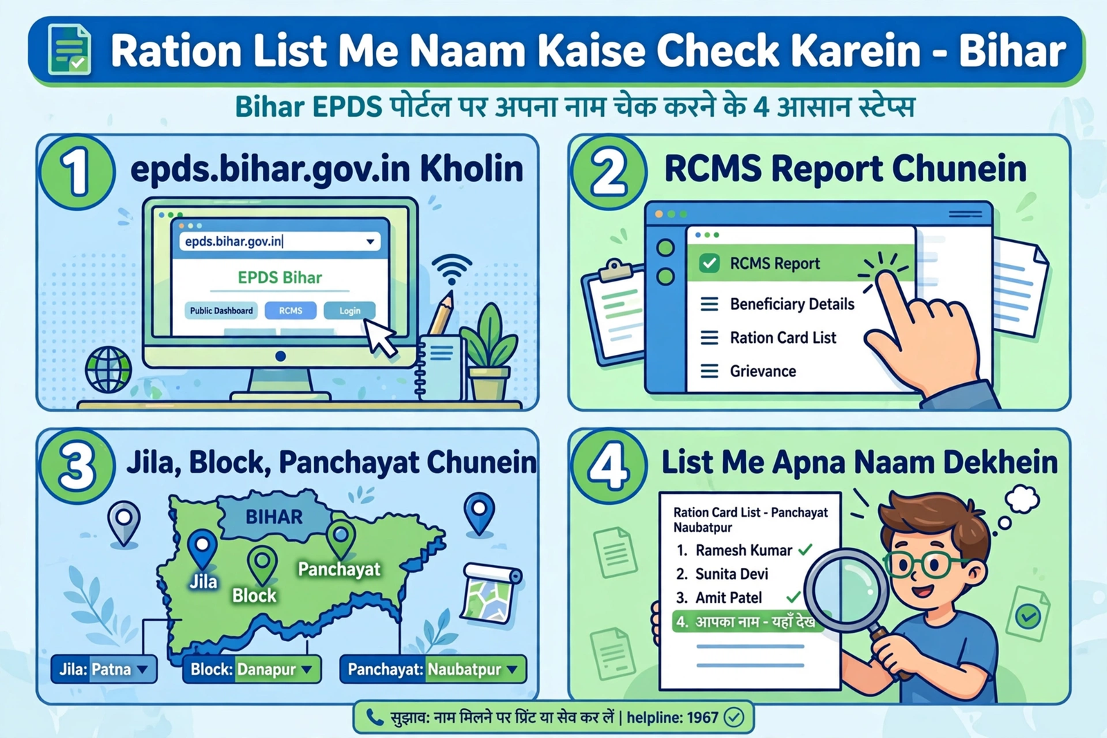 ration list me naam check kaise kare bihar epds hindi
