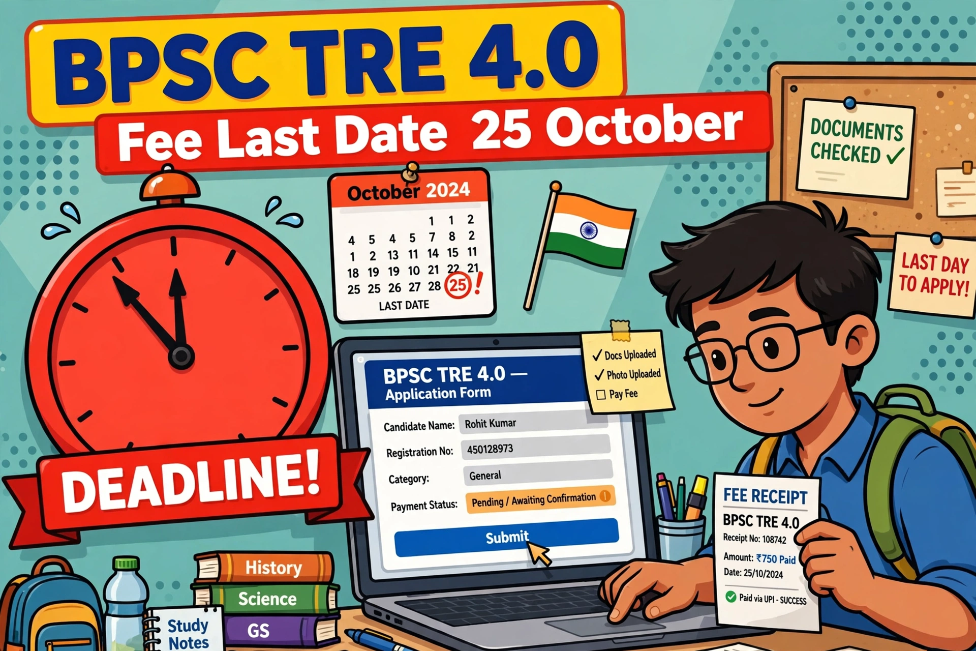 BPSC TRE 4.0 Fee Last Date 25 October