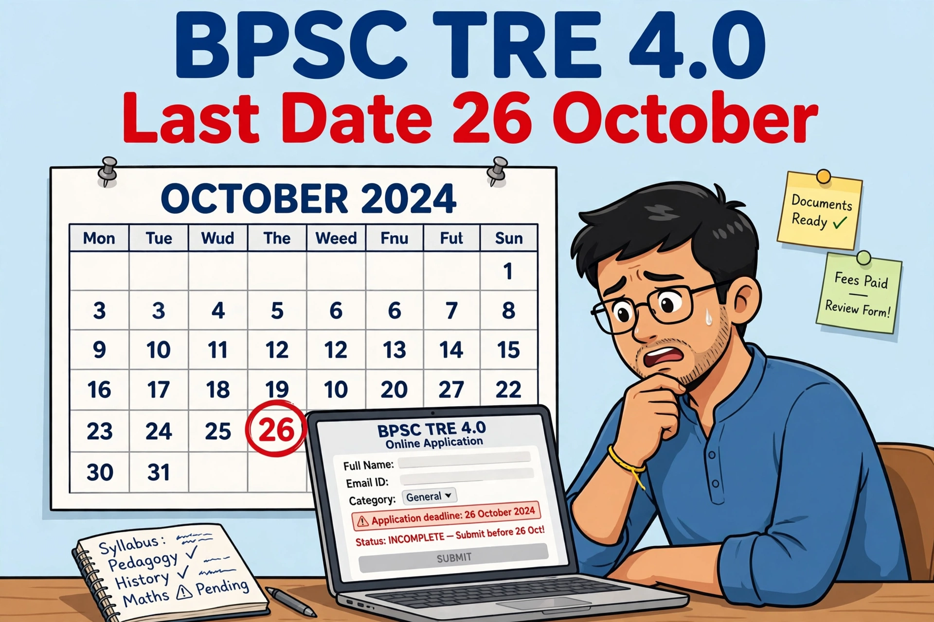 BPSC TRE 4.0 Last Date 26 October