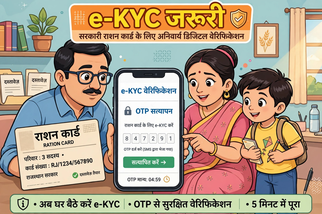 ration card e-kyc naam jodne ke liye hindi