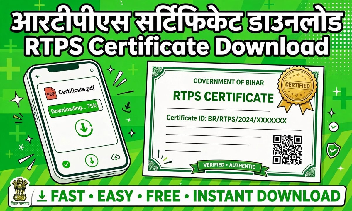 RTPS Certificate Download Kaise Kare 2026: Ghar Baithe 3 Aasan Tarike