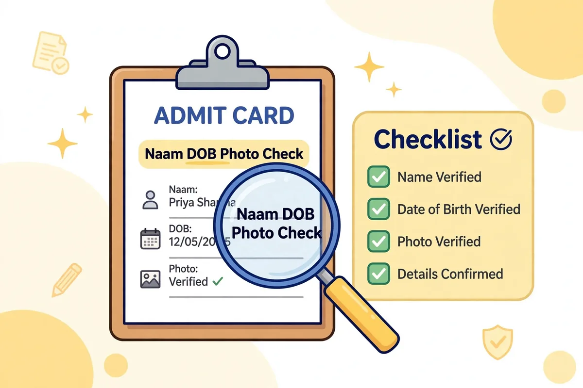 Dummy Admit Card पर Naam DOB Photo Check - कार्ड की गलतियां जांचने की चेकलिस्ट
