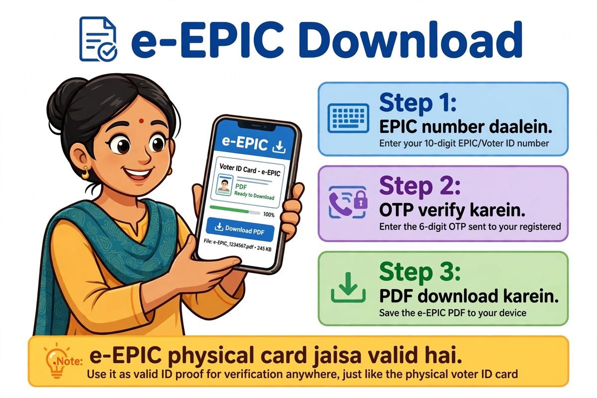 Voter id card online apply bihar e epic download steps otp verify